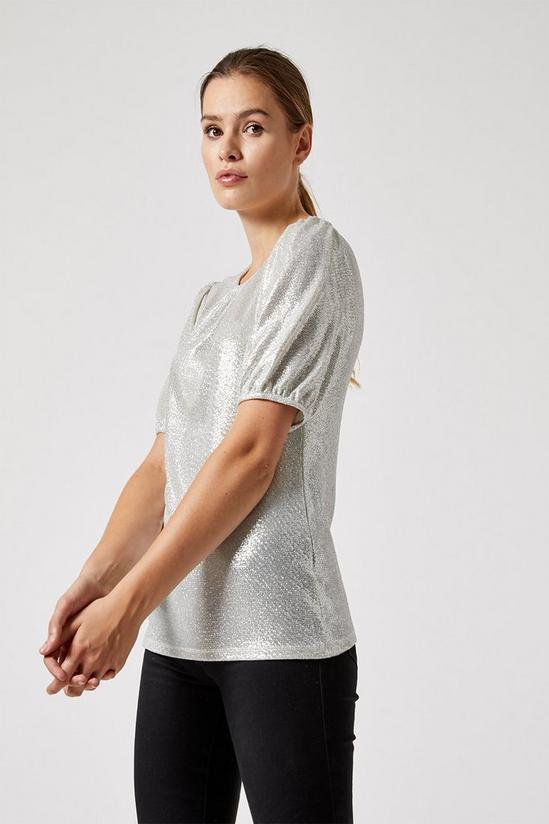 Dorothy Perkins Silver Puff Sleeve Top 2