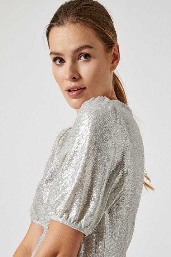 Dorothy Perkins Silver Puff Sleeve Top 4