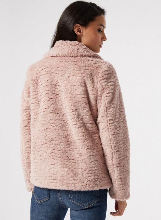 Dorothy Perkins DP Petite Pink Short Textured Faux Fur Coat 2