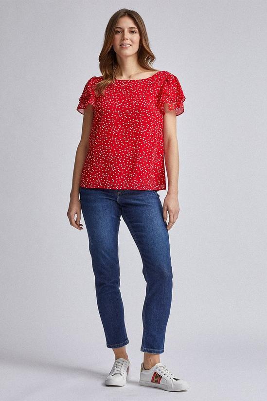 Dorothy Perkins Red Heart Print Double Ruffle Top 1