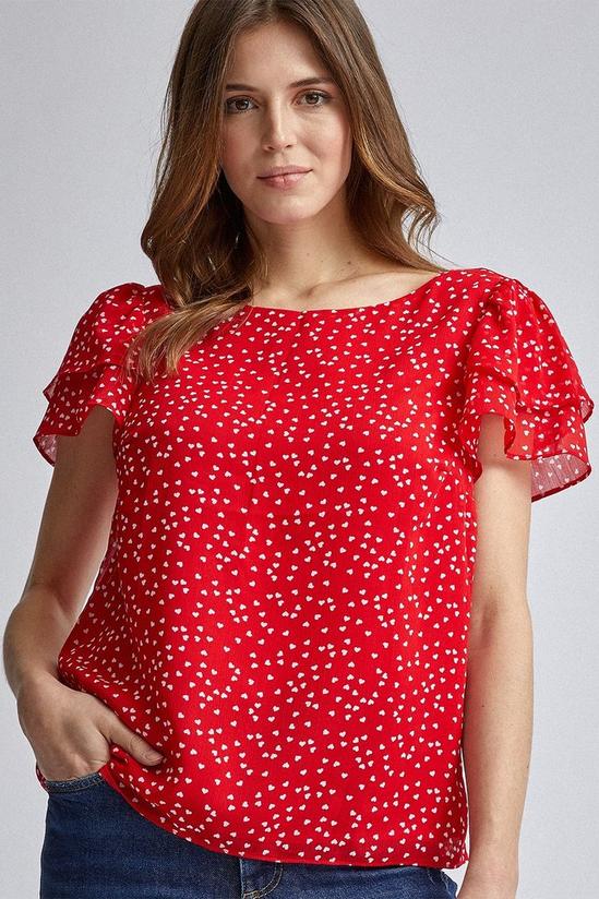 Dorothy Perkins Red Heart Print Double Ruffle Top 3