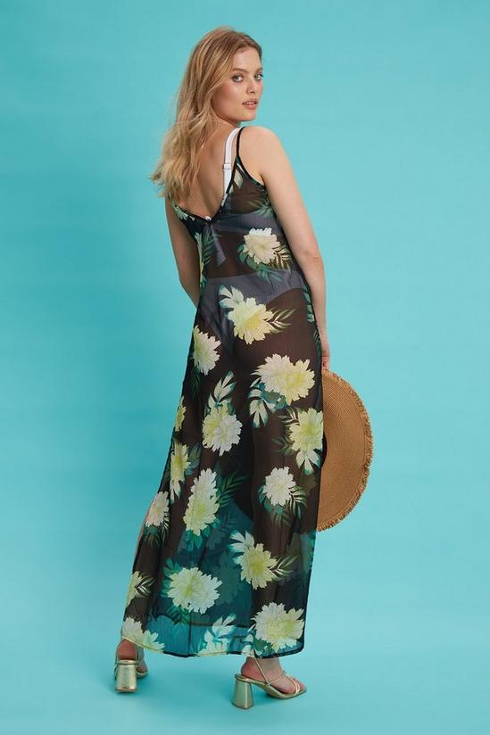 Dorothy Perkins Black Floral Print Beach Slip Dress 3