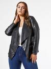 Dorothy Perkins Curve Black Faux Leather Waterfall Jacket thumbnail 1