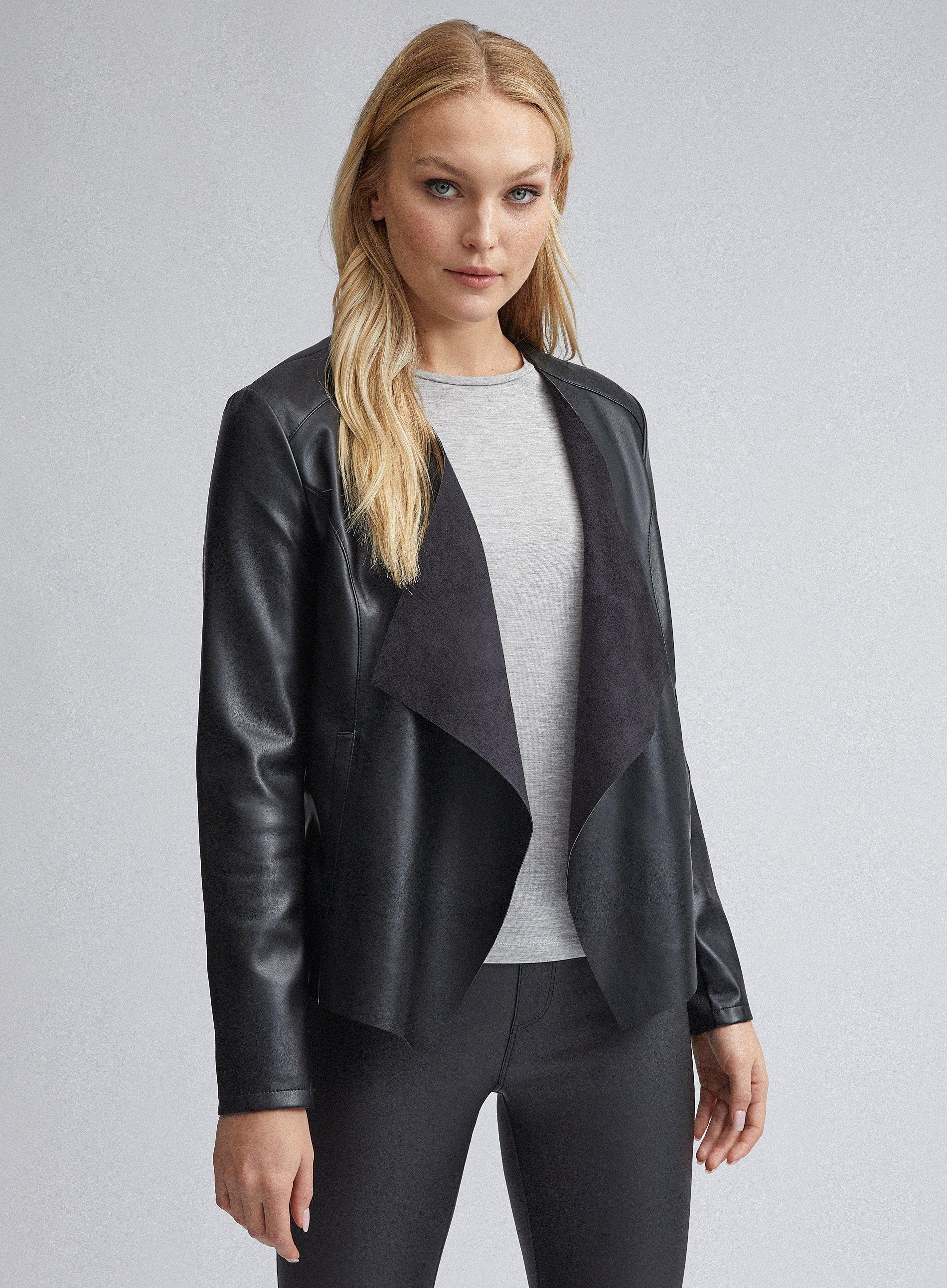 Jackets & Coats | Tall Black PU Waterfall Jacket | Dorothy Perkins