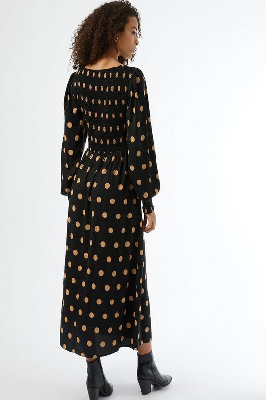 Dorothy Perkins Tall Black Spot Print Shirred Midi Dress 4