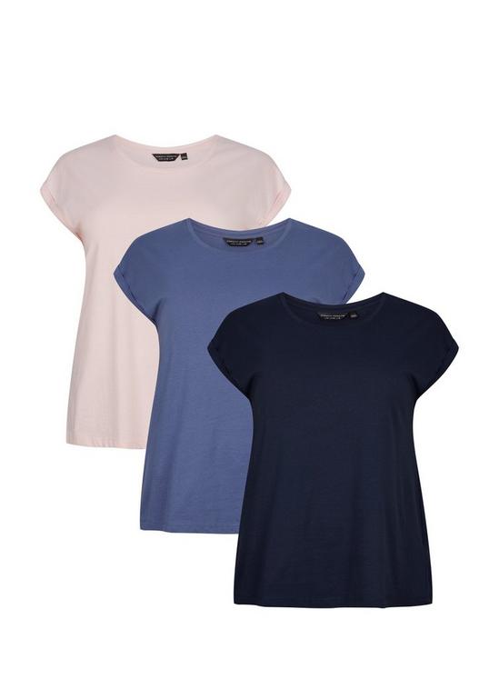 Dorothy Perkins Curve 3 Pack Navy Pink And Blue T-Shirt 4