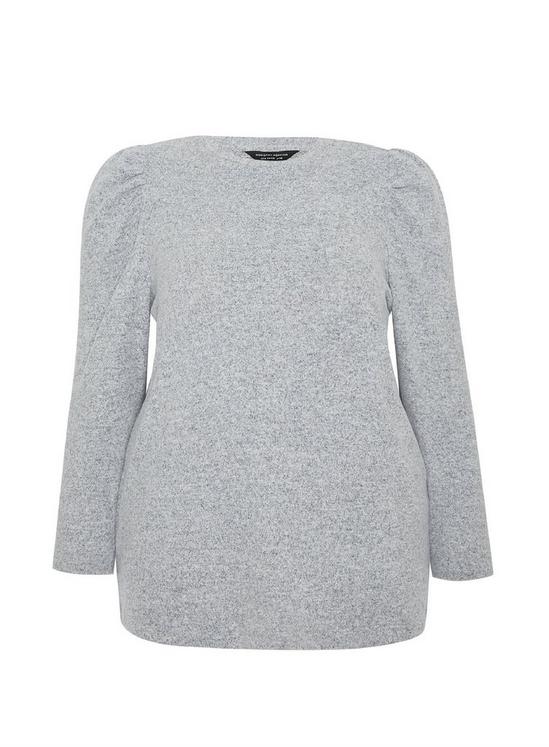 Dorothy Perkins Curve Grey Brushed Puff Sleeve T-Shirt 4