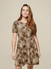 Dorothy Perkins Animal Print Short Sleeve Cotton Elastane Fit And Flare Dress With Side Pockets. thumbnail 1