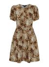 Dorothy Perkins Animal Print Short Sleeve Cotton Elastane Fit And Flare Dress With Side Pockets. thumbnail 4