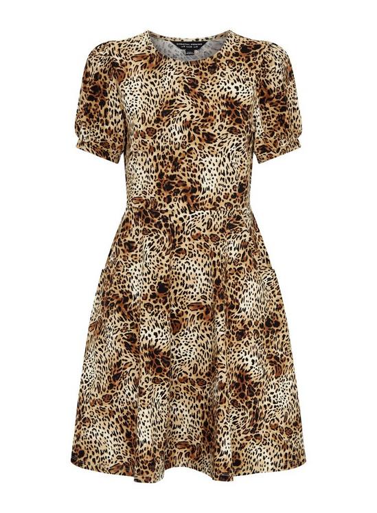 Dorothy Perkins Animal Print Short Sleeve Cotton Elastane Fit And Flare Dress With Side Pockets. 4