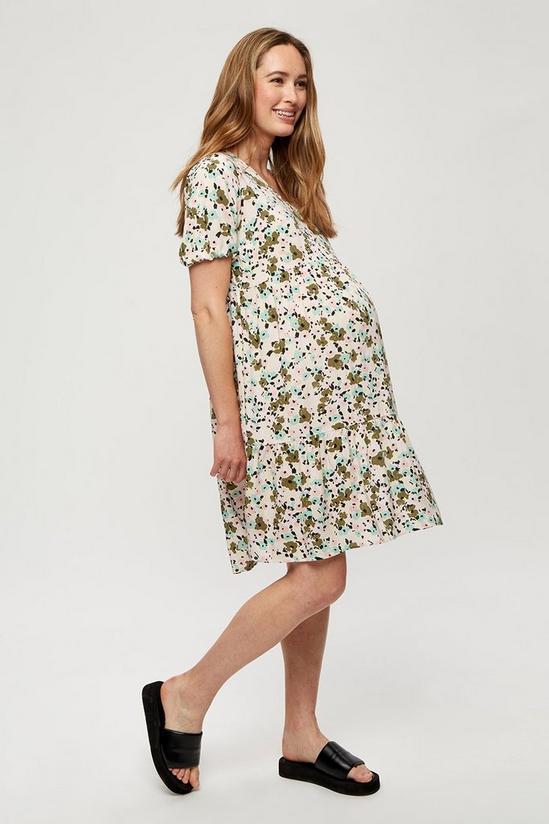 Dorothy Perkins Maternity Khaki Multi Ditsy Smock Mini Dress 1