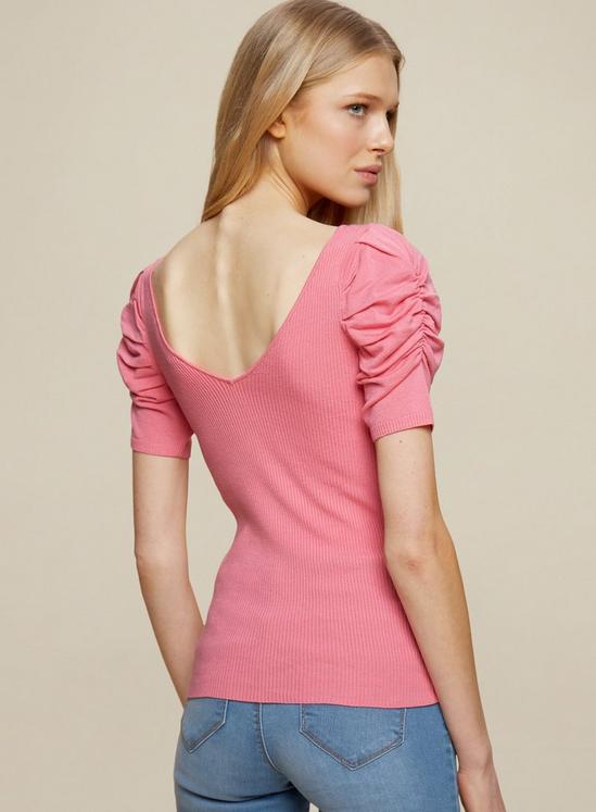 Dorothy Perkins Pink Ruched Sleeve Top 2