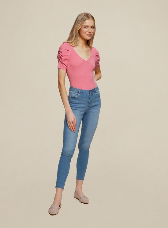 Dorothy Perkins Pink Ruched Sleeve Top 4