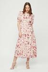 Dorothy Perkins Pink Floral Jacquard Puff Midi Dress thumbnail 2
