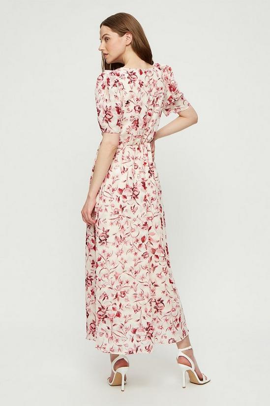 Dorothy Perkins Pink Floral Jacquard Puff Midi Dress 3