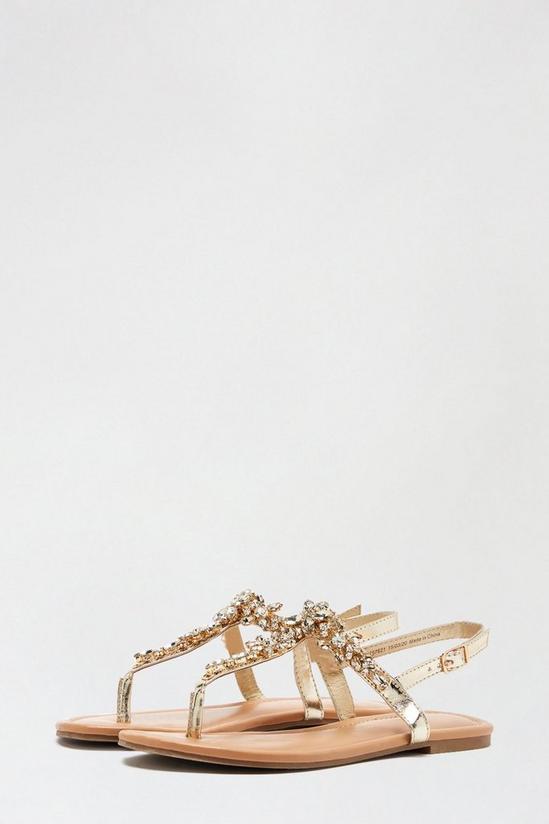 Dorothy Perkins Gold Flower Jewel Sandals 2