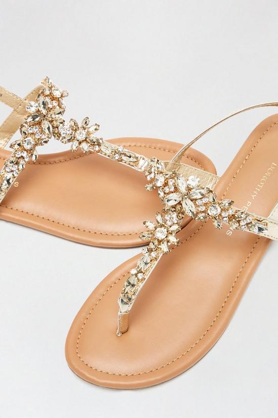 Dorothy Perkins Gold Flower Jewel Sandals 3