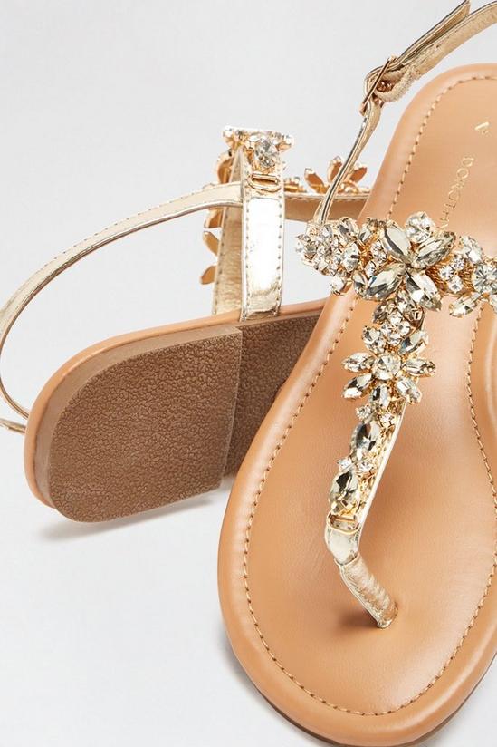 Dorothy Perkins Gold Flower Jewel Sandals 4
