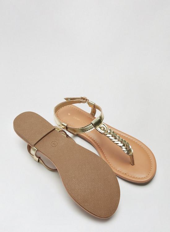 Dorothy Perkins Wide Fit Gold Free Woven Sandals 3