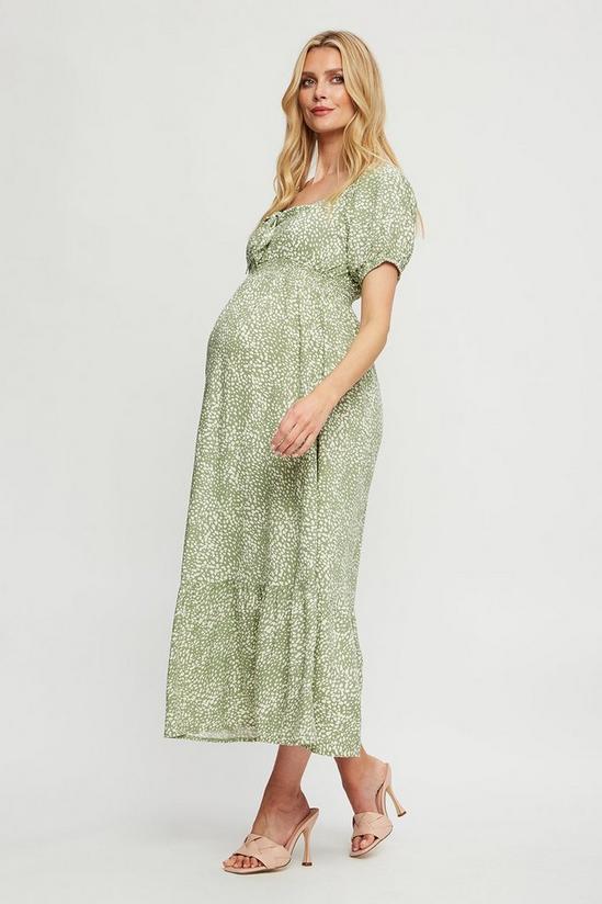 Dorothy Perkins Maternity Sage Print Tie Front Maxi Dress 1