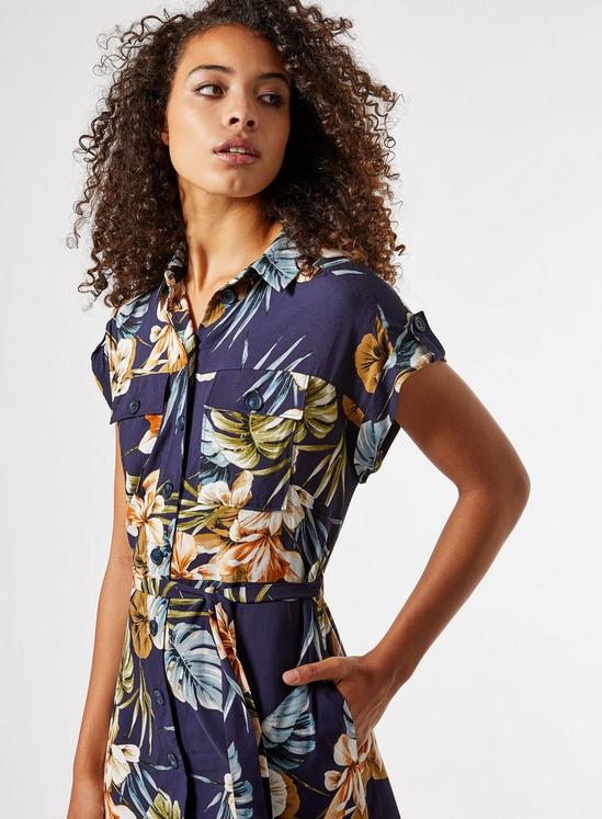 Dorothy Perkins Tall Navy Palm Print Shirt Dress 3