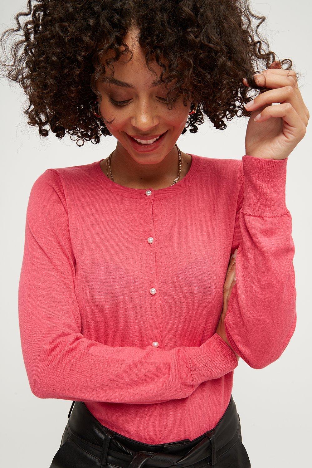 Jumpers Cardigans Pink Pearl Button Cardigan Dorothy Perkins