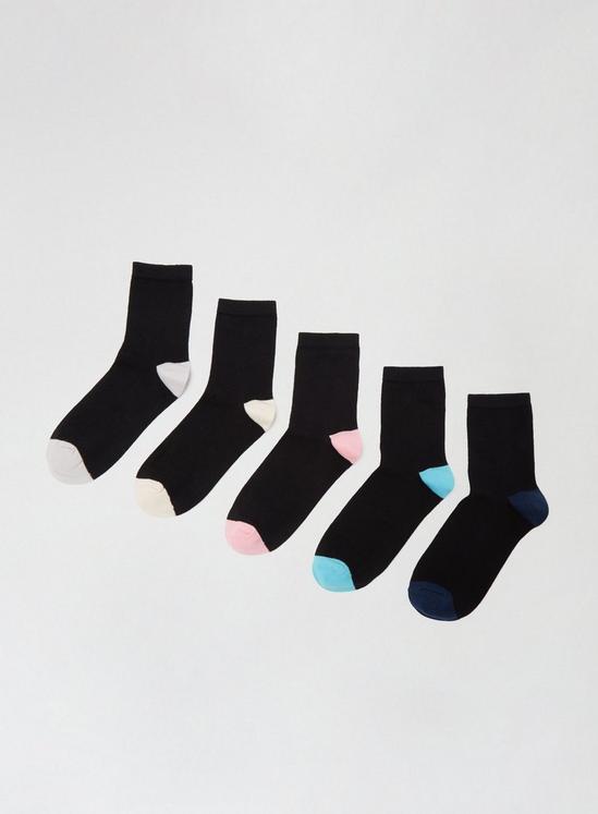 Dorothy Perkins Five Pack Black Heel and Toe Ankle Socks 1