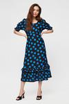 Dorothy Perkins Petite Blue Spot Textured Midaxi Dress thumbnail 1