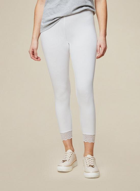 Dorothy Perkins White Lace Trim Cropped Legging 1