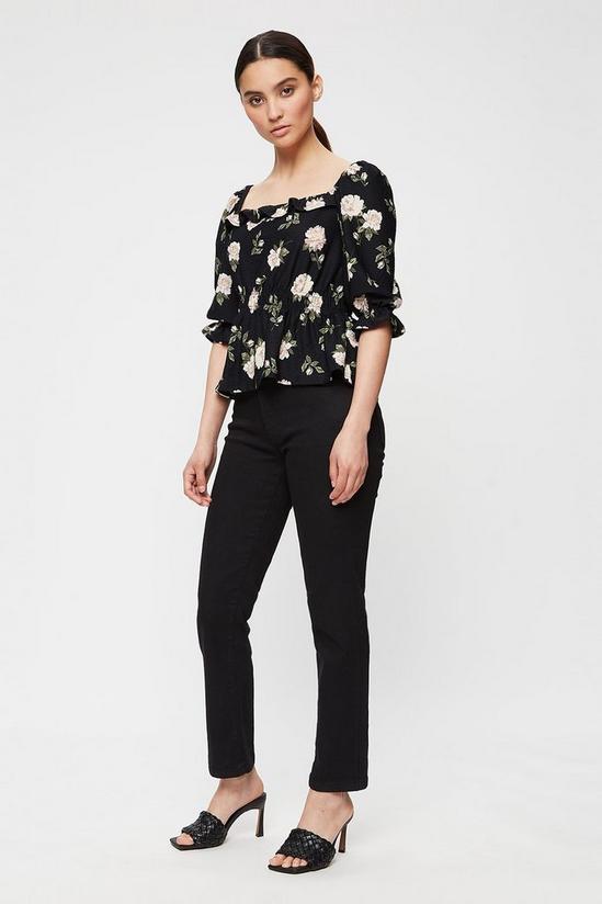 Dorothy Perkins Petite Floral Square Neck Textured Top 2
