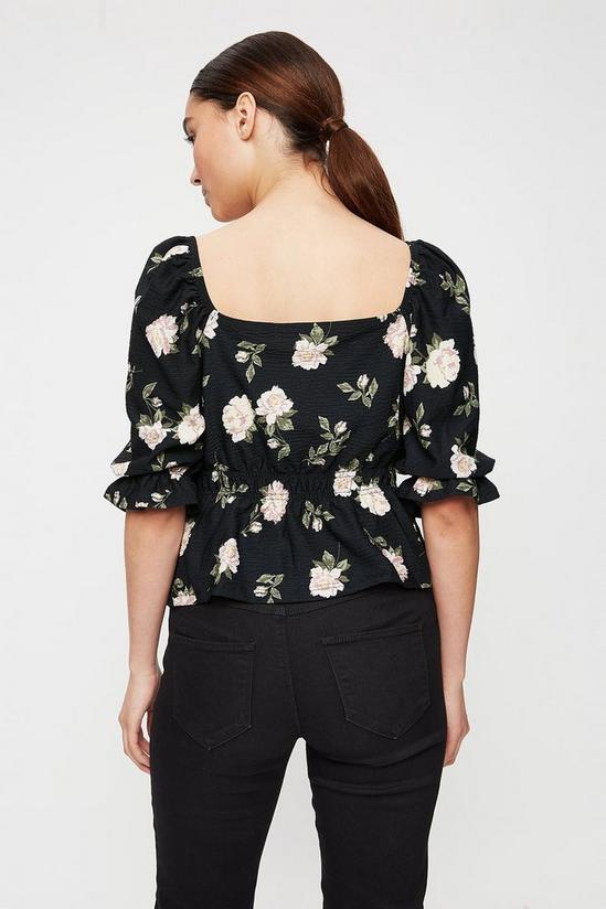 Dorothy Perkins Petite Floral Square Neck Textured Top 3