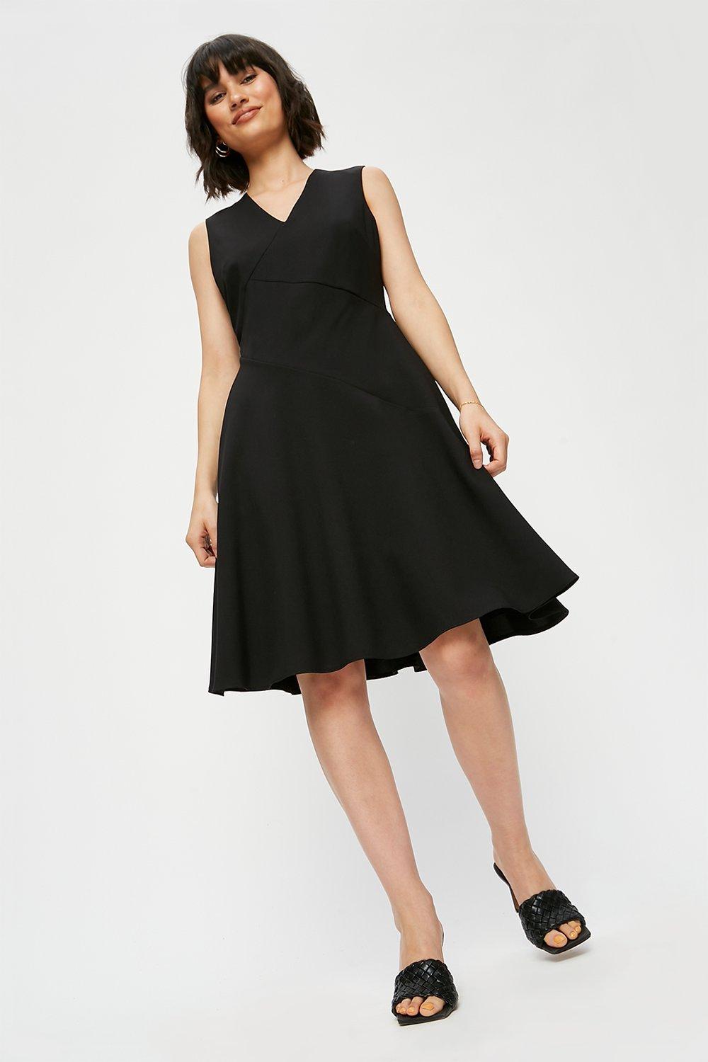 Petite Black Fit And Flare Dress