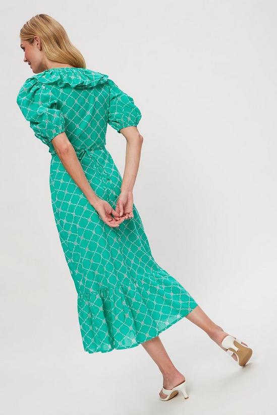 Dorothy Perkins Green Broderie Frill Wrap Midi Dress 3