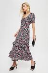 Dorothy Perkins Pink Floral Tie Front Square Neck Midi Dress thumbnail 2