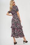 Dorothy Perkins Pink Floral Tie Front Square Neck Midi Dress thumbnail 3