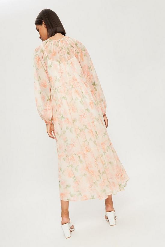 Dorothy Perkins Pink Floral Chiffon Smock Midaxi Dress 3