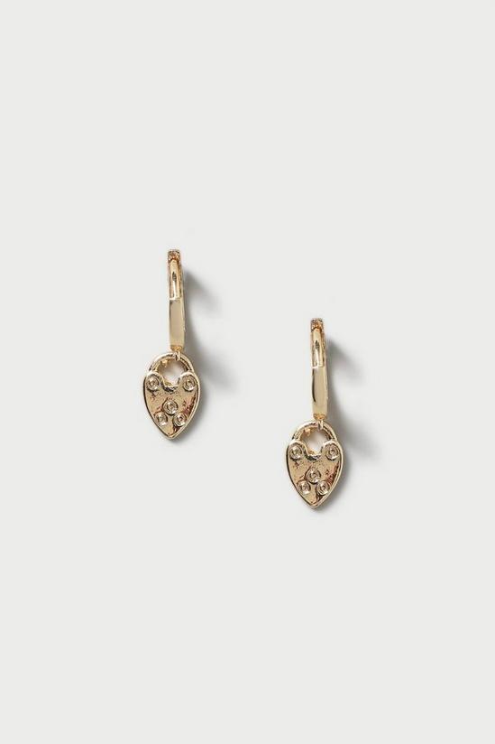 Dorothy Perkins Gold Heart Padlock Drop Earrings 1