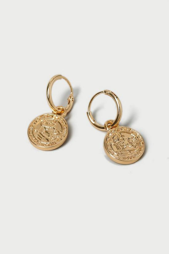 Dorothy Perkins Gold Twist Hoop & Coin Drop Earrings 2