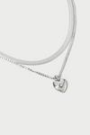 Dorothy Perkins Silver 2 Row Snake Chain & Heart Necklace thumbnail 2