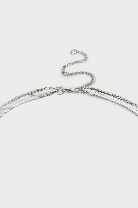 Dorothy Perkins Silver 2 Row Snake Chain & Heart Necklace 3
