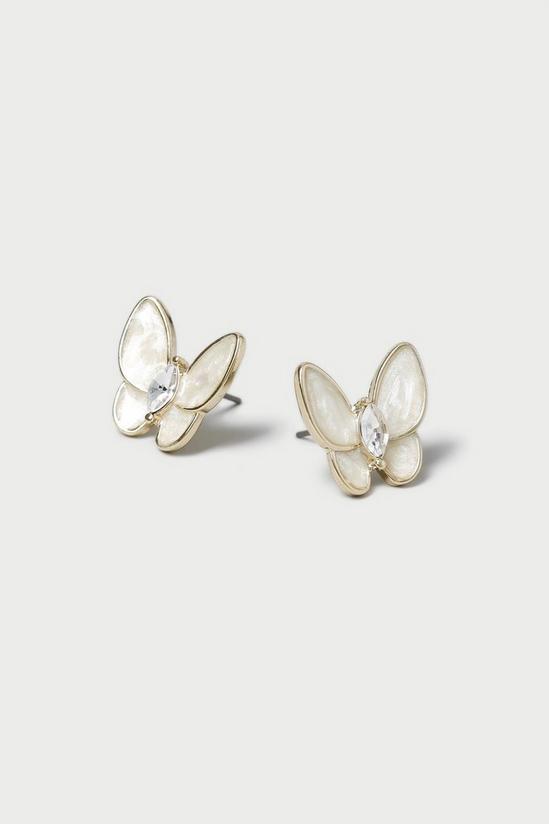 Dorothy Perkins Cream Butterfly Rhinestone Stud Earrings 2