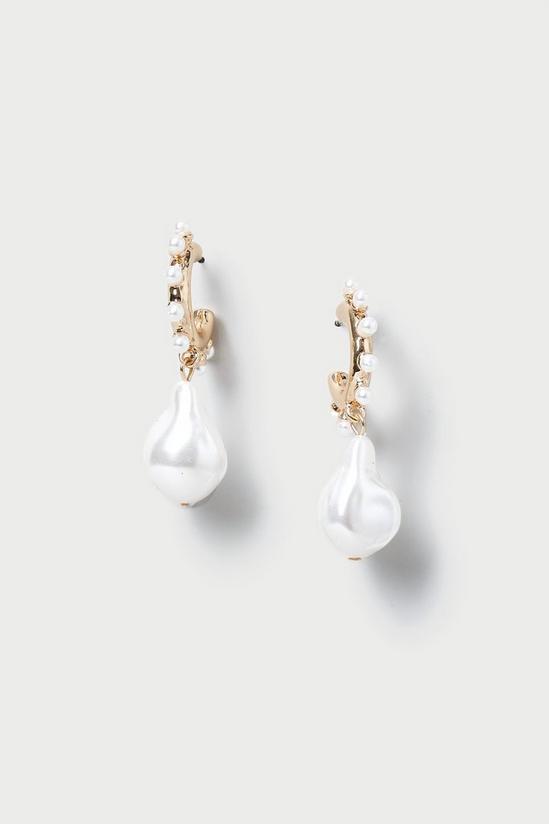 Dorothy Perkins Gold Bobble Hoop & Pearl Drop Earrings 2
