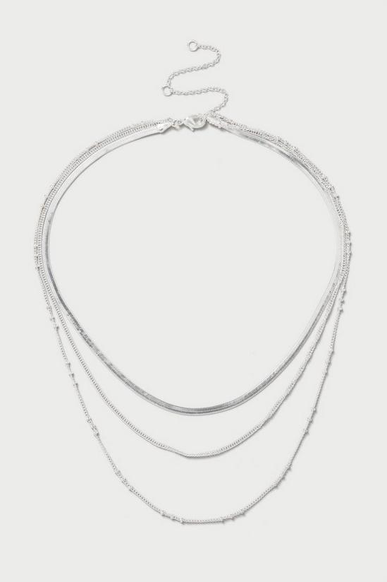 Dorothy Perkins Silver 3 Row Snake Chain Necklace 1