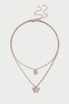 Dorothy Perkins Rose Gold 2 Row Butterfly Necklace thumbnail 1