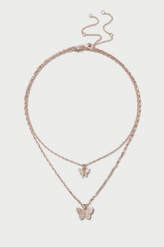 Dorothy Perkins Rose Gold 2 Row Butterfly Necklace 1