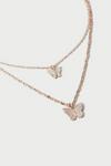 Dorothy Perkins Rose Gold 2 Row Butterfly Necklace thumbnail 2
