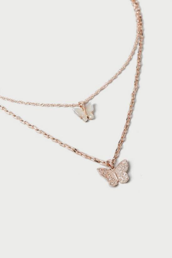 Dorothy Perkins Rose Gold 2 Row Butterfly Necklace 2