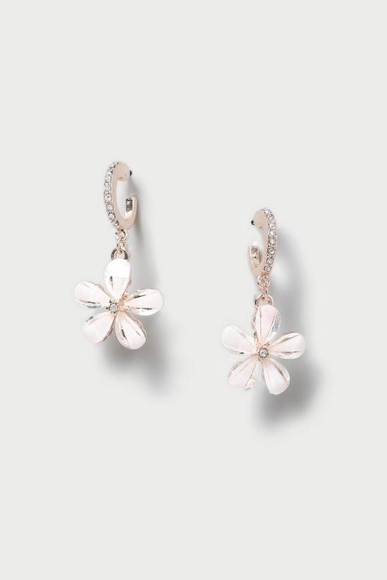 Dorothy Perkins White Flower Glass Drop Earrings 1