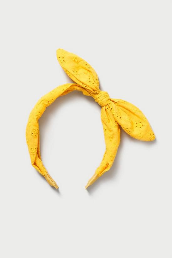 Dorothy Perkins Yellow Broderie Bow Aliceband 1