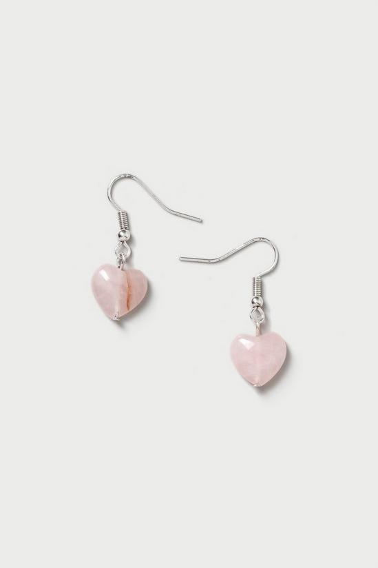 Dorothy Perkins Rose Quarts Heart Drop Earrings 1